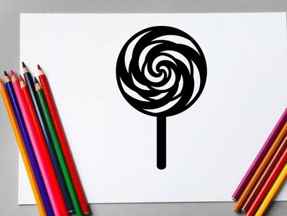 Black and White Spiral Lollipop on Stick for Candy and Confectionery