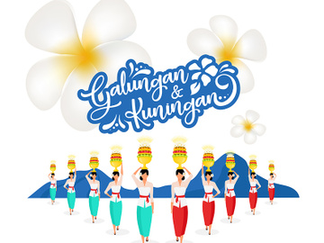 Galungan and kuningan flat poster vector template preview picture