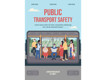 Public transport safety poster flat vector template preview picture