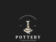 Pottery logo design handmade, creative traditional mug craft concept inspiration nature workshop