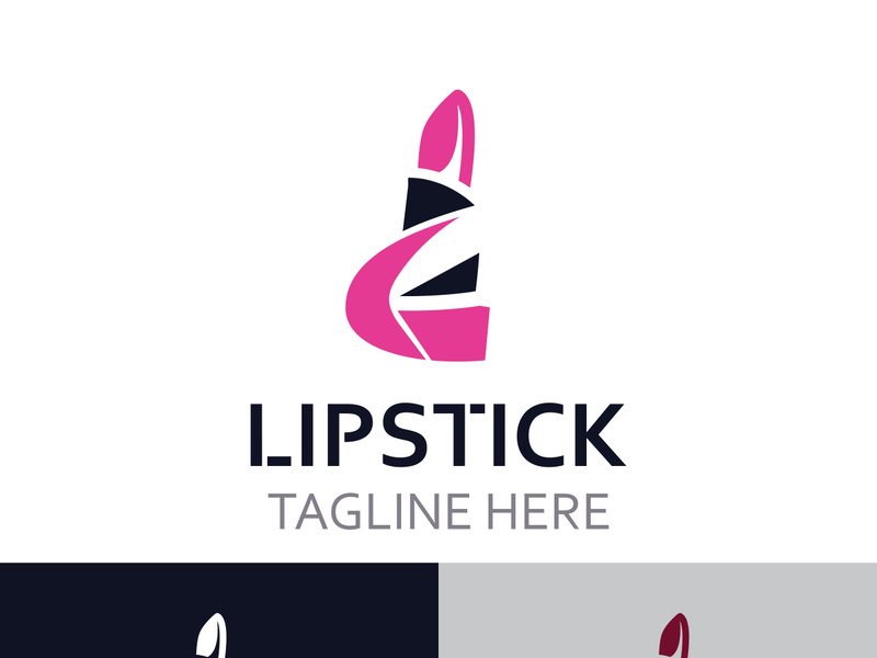 Lipstick logo design for makeup fashion shop and beauty vector cosmetic design template