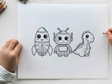 Cute robots and alien vector illustration flat design preview picture