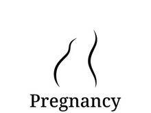 Abstract logo of mother or woman carrying baby or pregnant. Logos for clinics, pharmacies and hospitals.