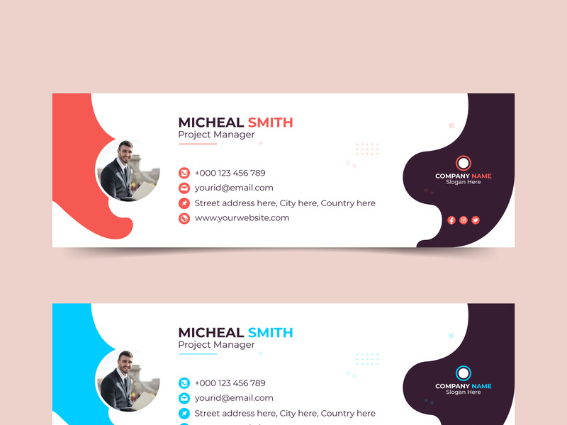 Email signature template or email footer and social cover Premium Vector