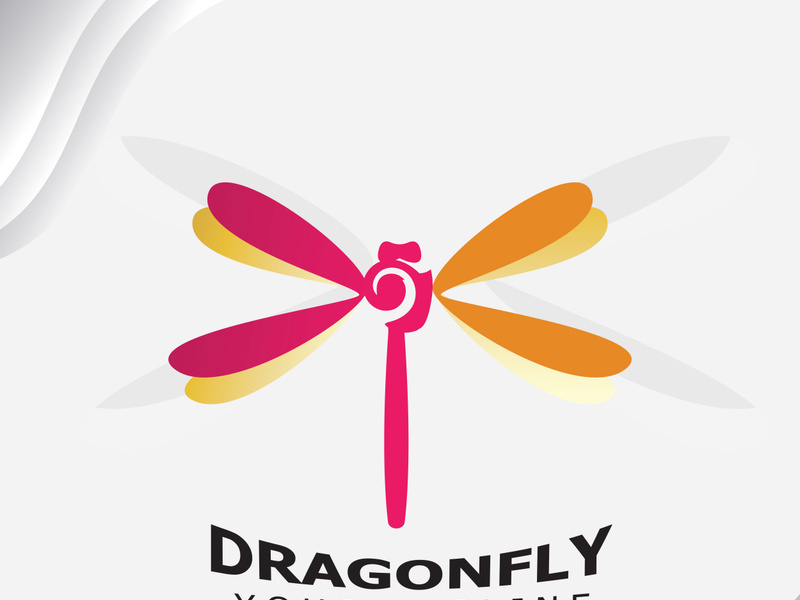 Dragonfly logo design modern and elegant minimalist color style monoline illustration