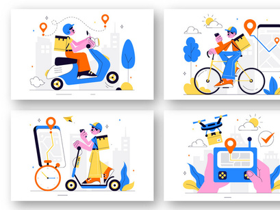 10 Courier or Delivery Service Illustration