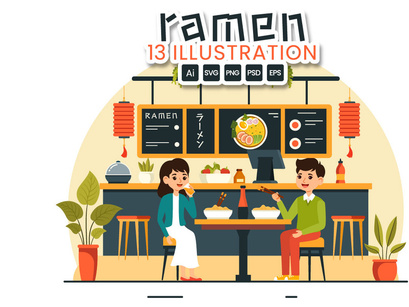 13 Ramen Japanese Food Illustration