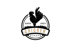Chicken Logo, For Roast Chicken Restaurant, Farm Vector, Simple Minimalist Design For Restaurant Food Business