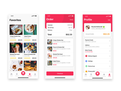 Food ordering & Delivery UI Kit for ADOBE XD