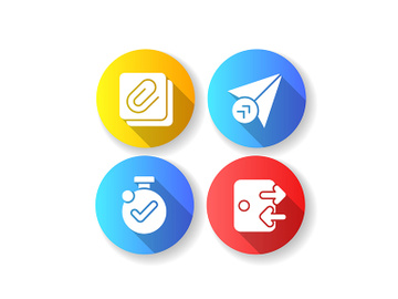 Mobile application interface flat design long shadow glyph icons set preview picture