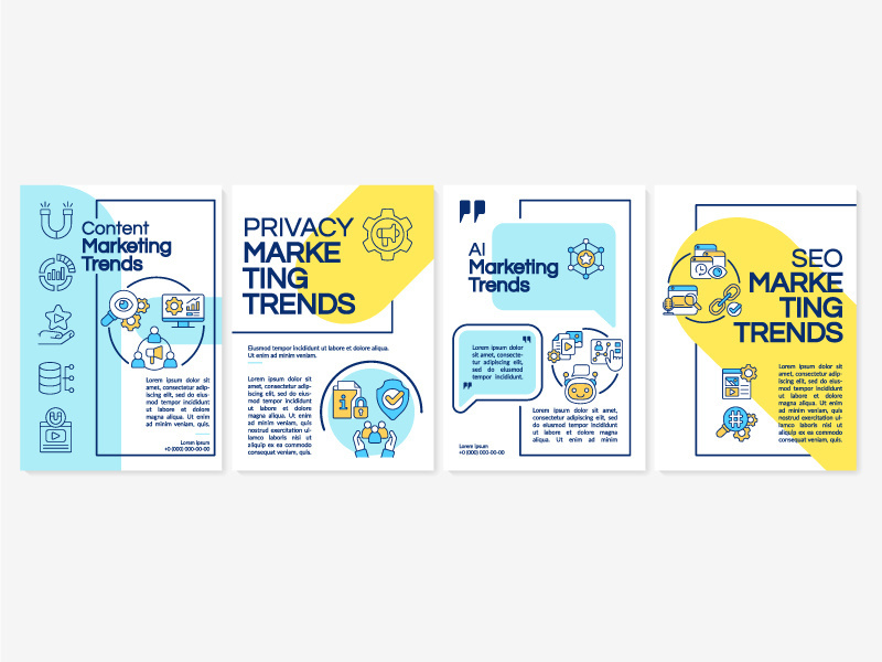 Current marketing trends blue and yellow brochure template