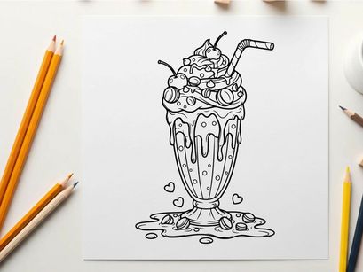 Overflowing ice cream sundae melting love vector illustration