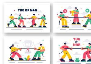 8 Business Competition Tug of War Illustration