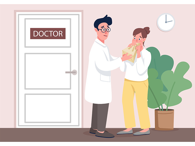 Doctor with patient flat concept vector illustration