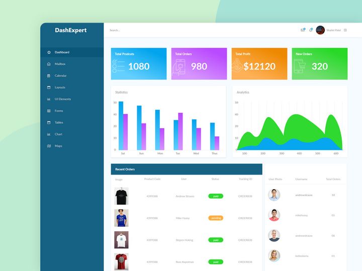 DashExpert Dashboard UI Design