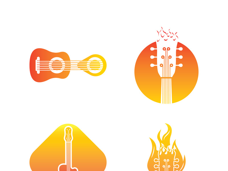 Guitar logo design icon and symbol vector inspiration