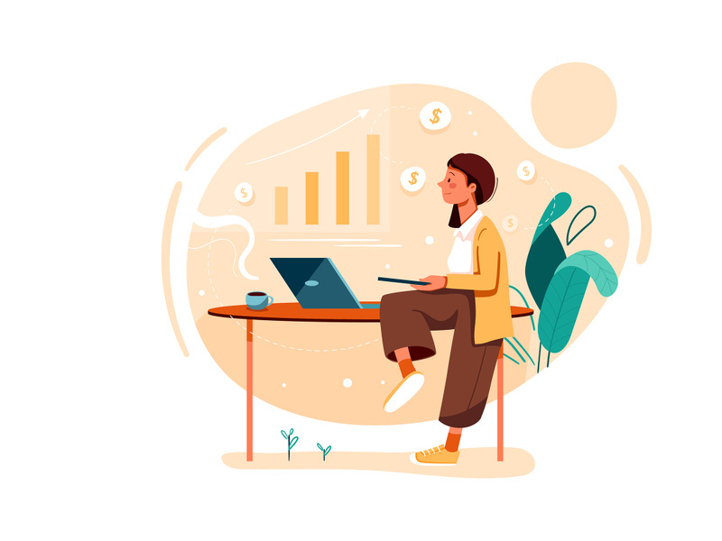 Sales executive analyzing sales growth Illustration