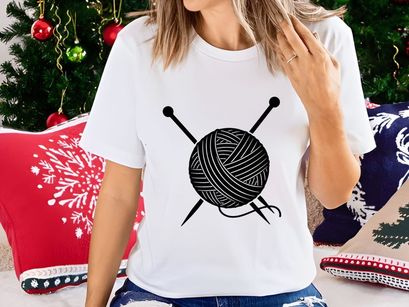 Ball of Yarn with Knitting Needles, Craft Supply Icon