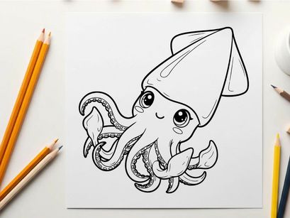 Cute cartoon octopus waving vector illustration