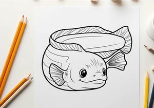 Cute smiling fish mascot vector illustration flat design
