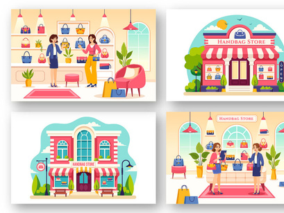 10 Handbag Store Illustration