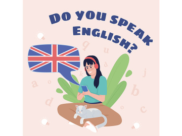 Do you speak English card template preview picture