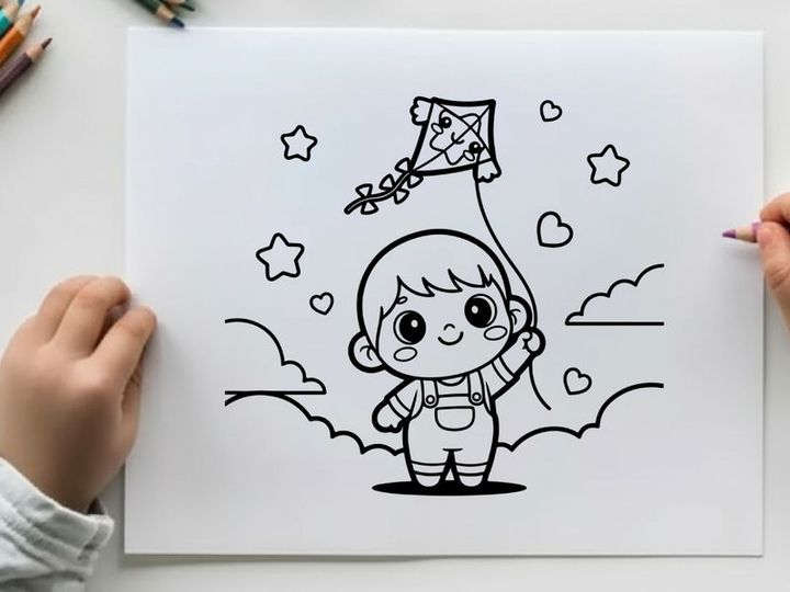 Cute baby dreaming with stars vector illustration