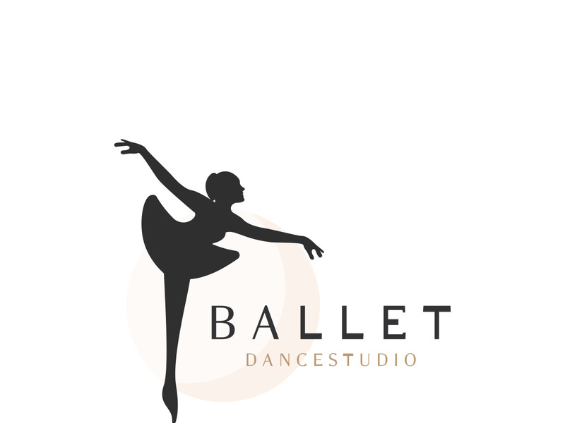 Ballet Dance studio logo design. Silhouette of a girl Dancing class abstract figure illustration