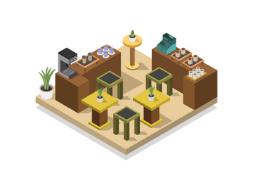 Coffee kiosk isometric preview picture