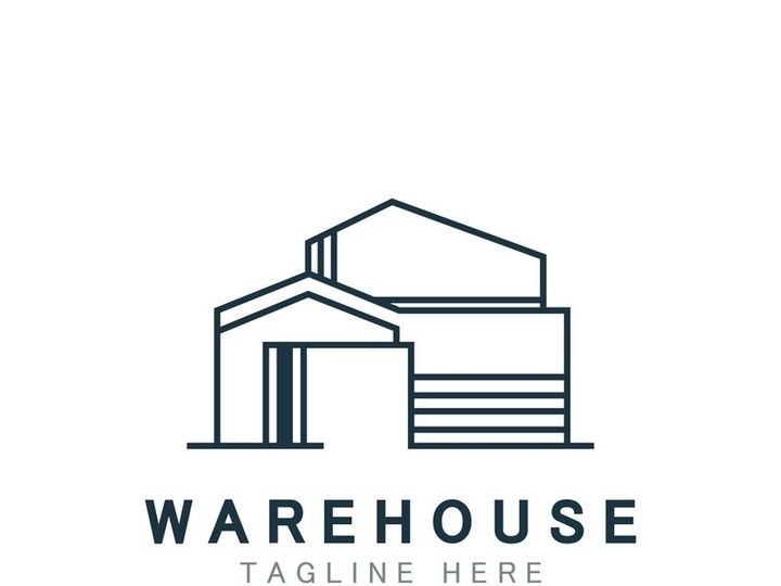 Warehouse modern storage logo business industry illustration