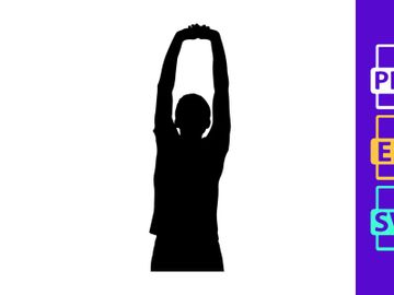 Silhouette woman victory pose triumph success black white minimal preview picture