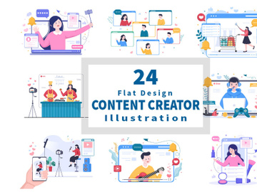 24 Content Creator Online Blogger Vector Illustration preview picture