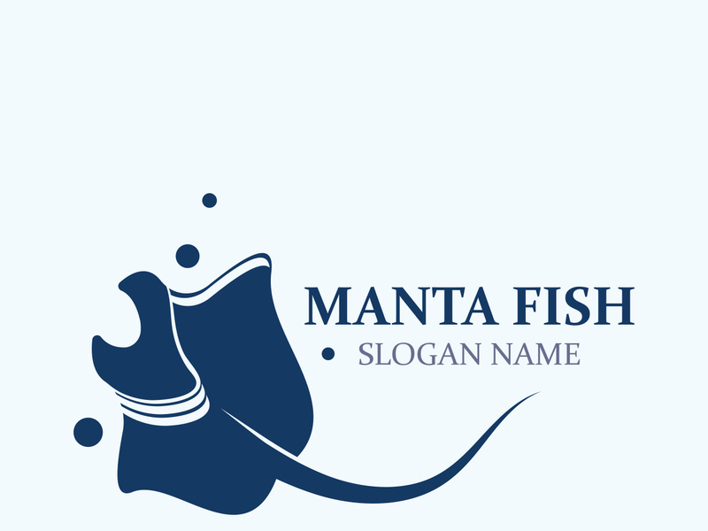 Manta fish or stingray logo design vector vintage illustration skate fish ocean