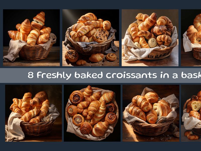 Freshly baked croissants in a basket