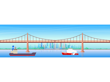 City harbor flat color vector illustration preview picture
