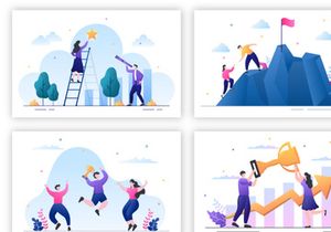 16 Startup Target of Goal Achievement Illustration