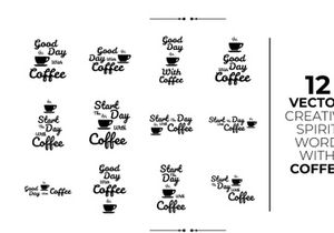 12 vector creative spirit word with coffee
