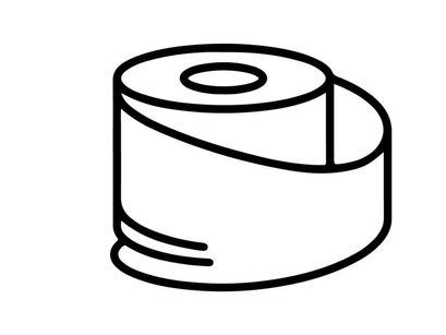 Single blank roll of white adhesive tape on plain background. Unused sticky tape spool for packaging, crafts, and office use.