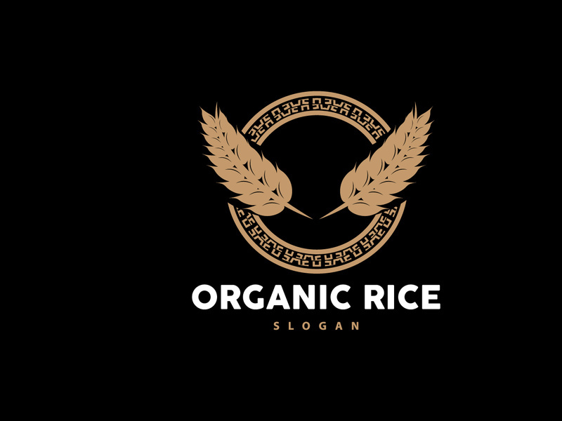 Wheat Grain Rice Logo, Simple Design Organic Vector Illustration