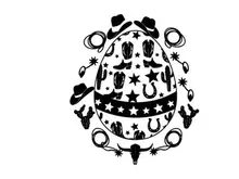 Western easter egg silhouette with cowboy hats and boots