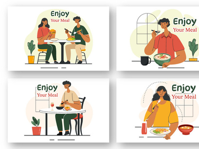 9 Enjoy Your Meal Vector Illustration