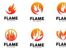 Red Flame Logo, Burning Heat Fire Vector