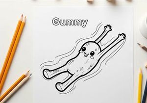 Cute gummy bear jumping happy vector illustration