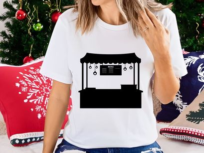 Asian street food stall silhouette