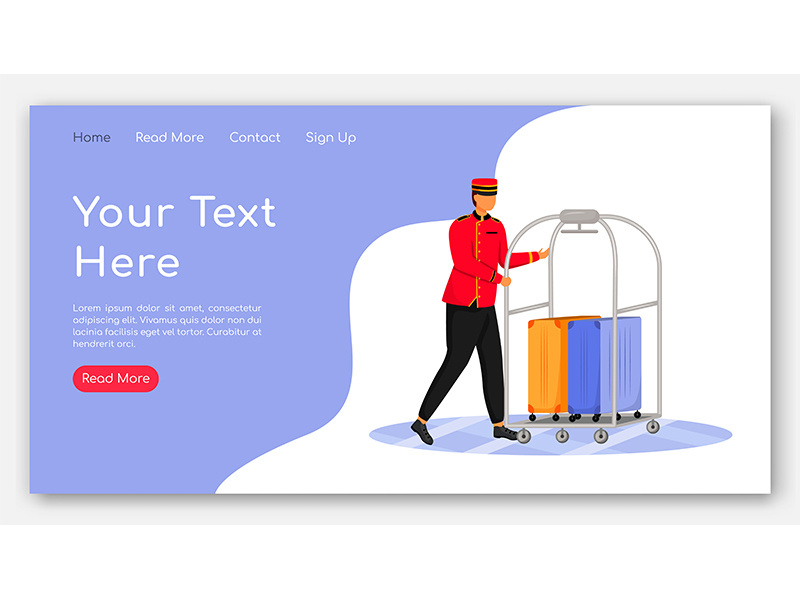 Hotel landing page vector template