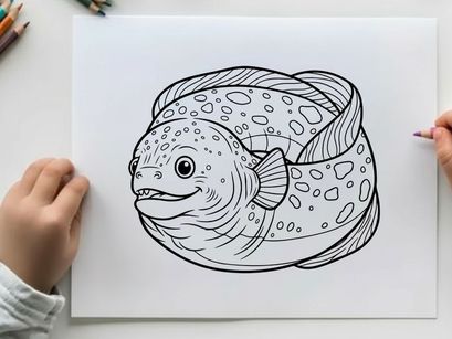 Cute pufferfish swimming underwater vector illustration