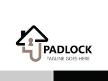 Lock House secure logo design, smart key home vector concept template