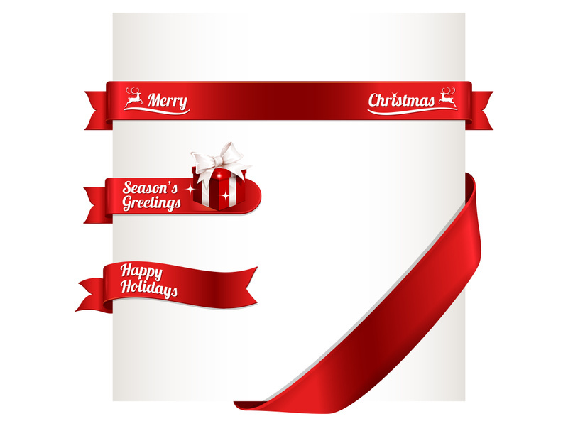 Christmas ribbon and label for promotion, tag badge vector