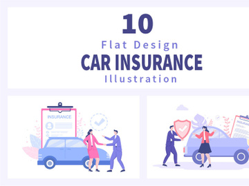 10 Car Insurance Flat Design Illustration preview picture