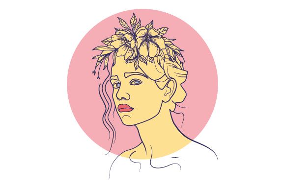 Line Art Flower Drawing Women
